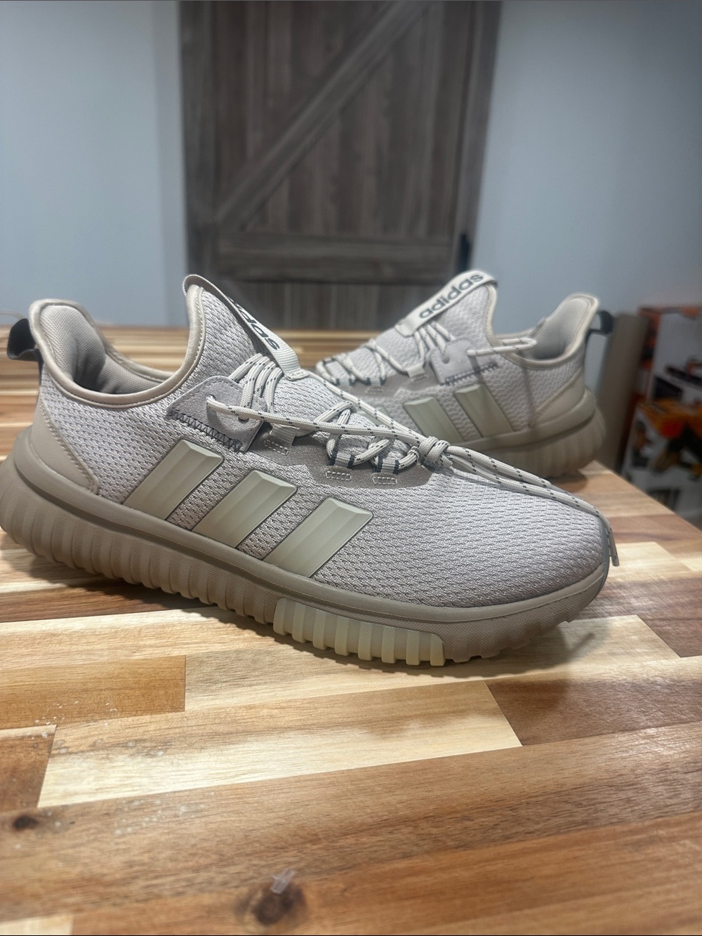 adidas Men’s Beige Knit Athletic Sneakers 697